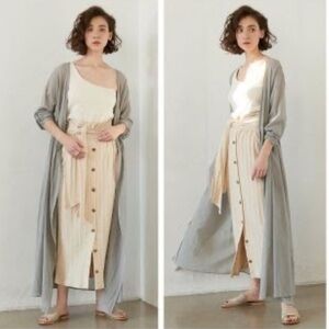 Gallardagalante Navy Stone Gray Lagenlook Layering Wrap Dress Size Medium